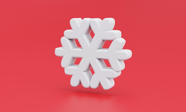Witte winter pictogram 3D render geïsoleerd op rode achtergrond Minimalisme concept