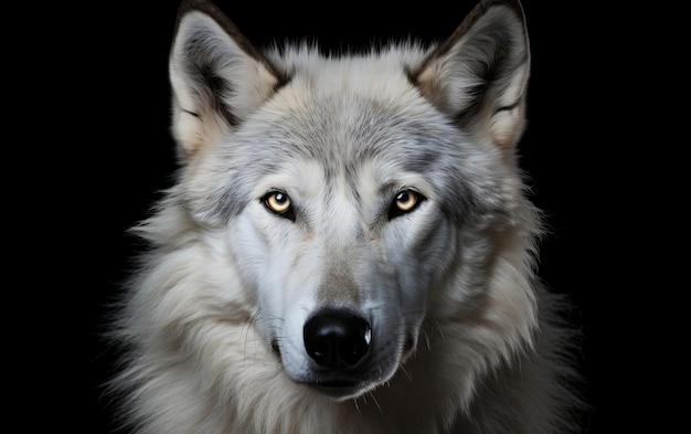 Witte wolf portret op geïsoleerde achtergrond Generatieve AI