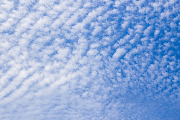 Witte wolken als een zeegolfvorm in de lichtblauwe lucht als achtergrond