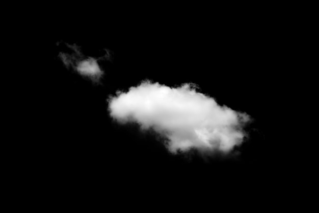 Witte wolken geïsoleerd op zwart.