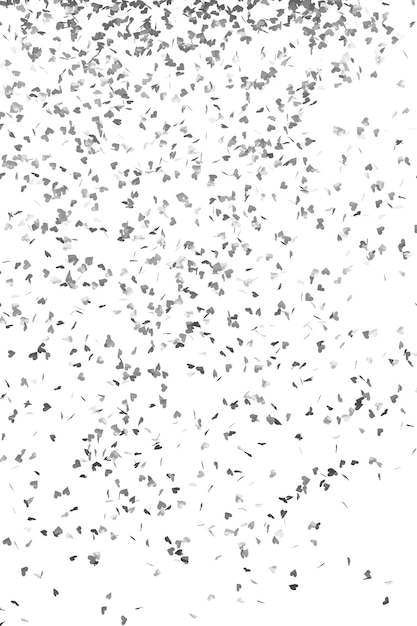 Witte zilveren confetti in vorm van hart Geïsoleerd uitgesneden 3D-rendering