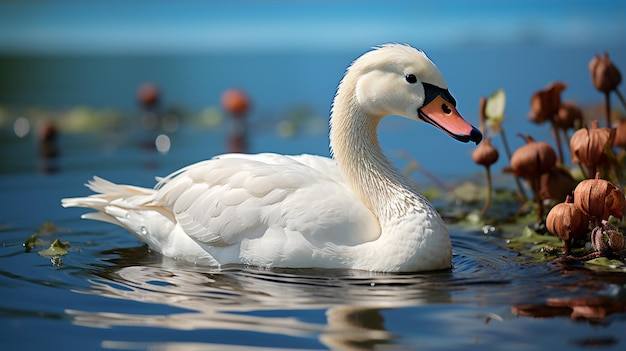 witte zwaan op het meer