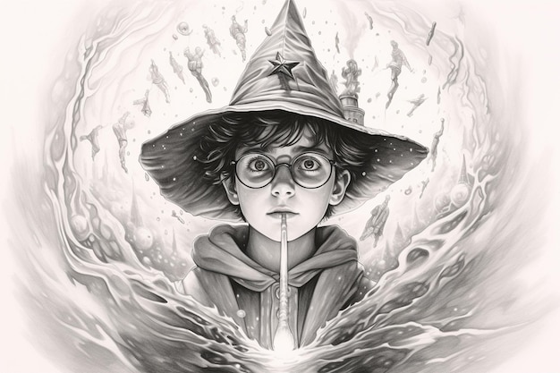 Wizard boy drawing