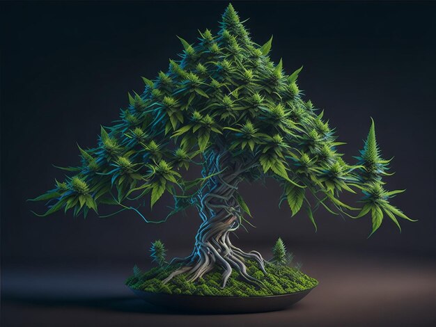 カナビスの芽をかせた魔法使いのカナビスツリー (Wizard cannabis tree with cannabis buds photo)