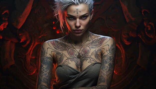 волшебник женщина племенные татуировки короткие волосы средневековые фантазии каббалист