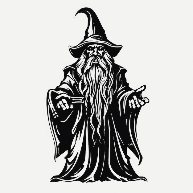 Wizard logo zwart-wit AI gegenereerd beeld