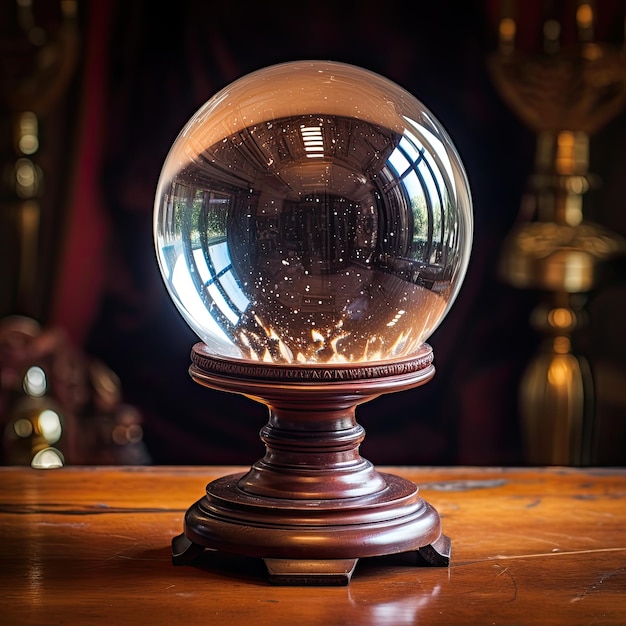 Хрустальный шар волшебника, используемый для предвидения и заглядывания в будущее.