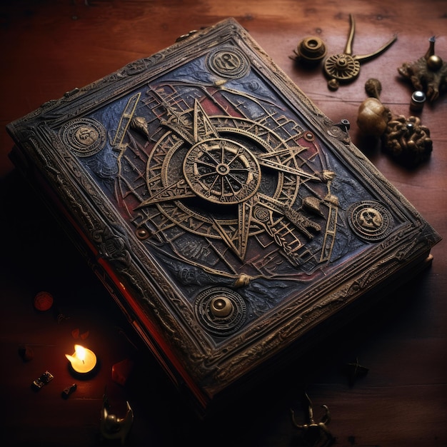 A wizard's spellbook filled with ancient incantations and cryptic symbols