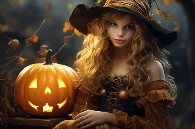 Wizards Magical Companion Pretty Pumpkin Girl Wizard Girl photo