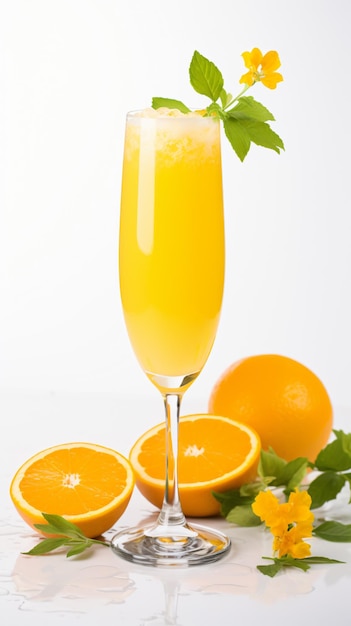 Wodka sinaasappelsap mimosa cocktail op witte achtergrond