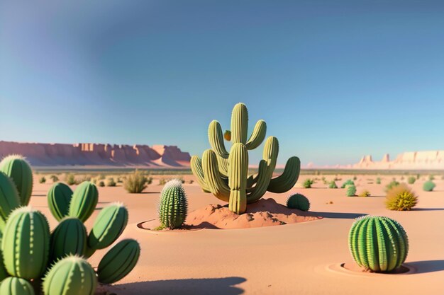 Woestijn cactus plant oase behang achtergrond illustratie omgeving woestijn landschap