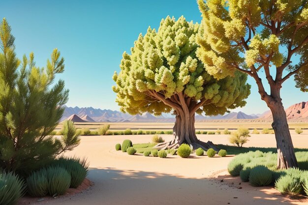 Woestijn kostbare bomen Populus euphratica grote boom milieubescherming behang achtergrond