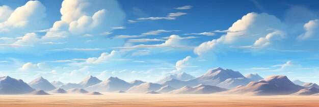Woestijn op blauwe achtergrond met witte wolken