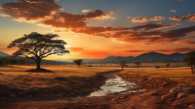 Foto woestijn uitzicht op de bergen in afrika