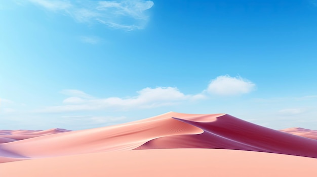 Woestijnduin klif zandlandschap met schone blauwe lucht Minimale woestijn natuurlijke achtergrond Generatieve Ai