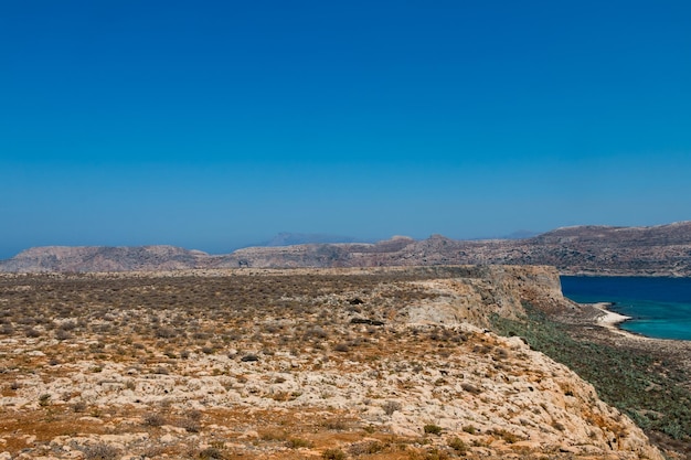 woestijnlandschap en natuur van het eiland Gramvousa Griekenland