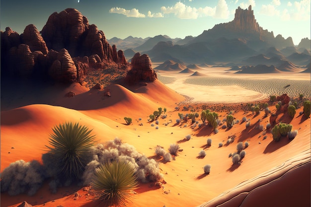 Woestijnlandschap met een woestijntafereel