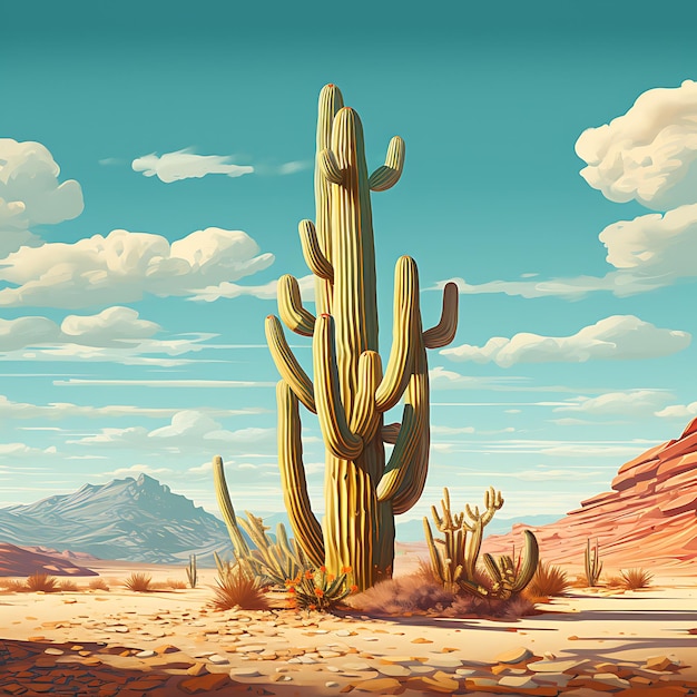 Woestijnlandschap met saguaro-cactus