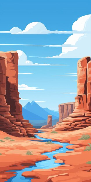 Woestijnvallei plat illustratie met Windows Vista stijl