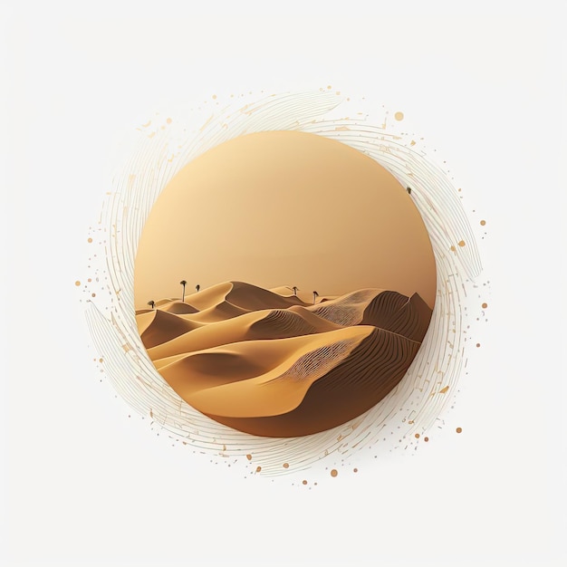 Woestijnzandduinen Minimalistische embleemillustratie