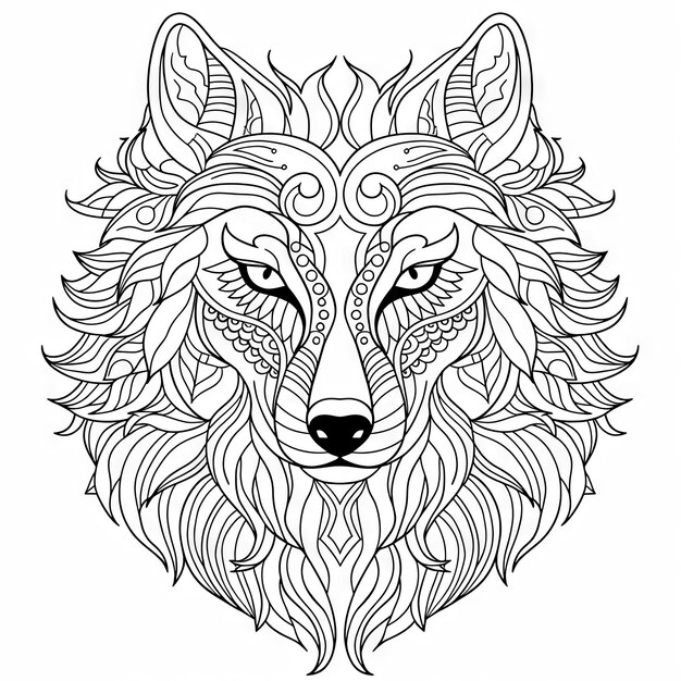 Photo wolf animal coloring page for kids