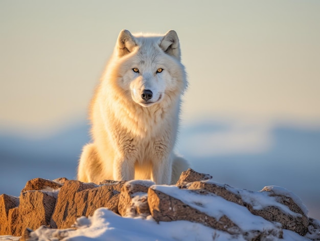 Photo wolf in the arctic habitat