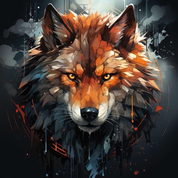 wolf design graphic for tshirt