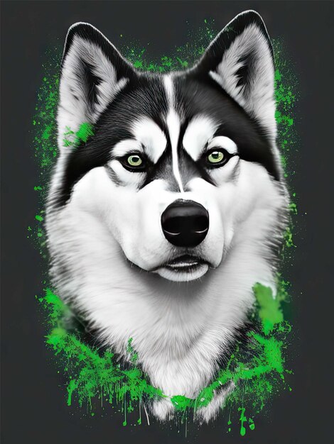 Wolf dog head for tshirt printing