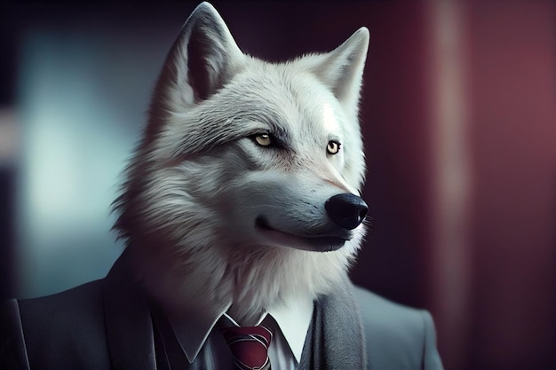 A wolf dressed in a business suitgenerative ai