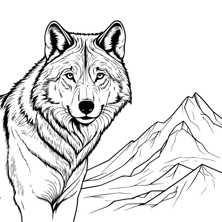 Foto wolf en puppy wolf lijn kunst vector illustratie