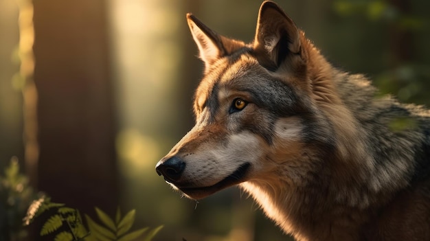 Wolf in forest Illustration AI GenerativexA