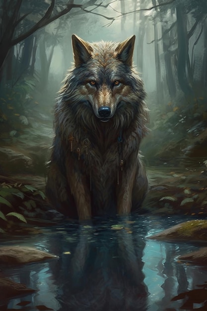 A wolf in the forest