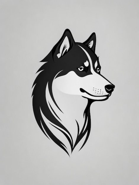 Wolf head black silhouette isolated on white background Vector icon decal sticker or tattoo desig
