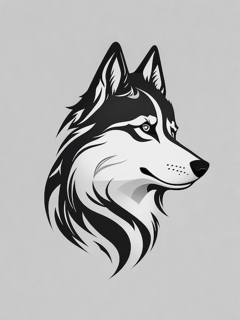 Wolf head black silhouette isolated on white background Vector icon decal sticker or tattoo desig