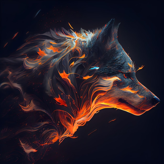 prompthunt detailed wolf coming out of darkness  lightning background   birds background  moon background  epic  centered  serious  fire  fireglow  eyes  fire background  4k  ultra HD  photorealistic  much detail   pointed ears