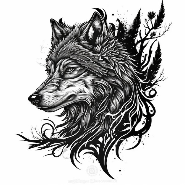 wolf head illustration