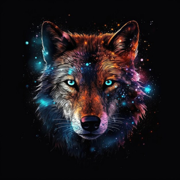 Wolf head watercalor illustration