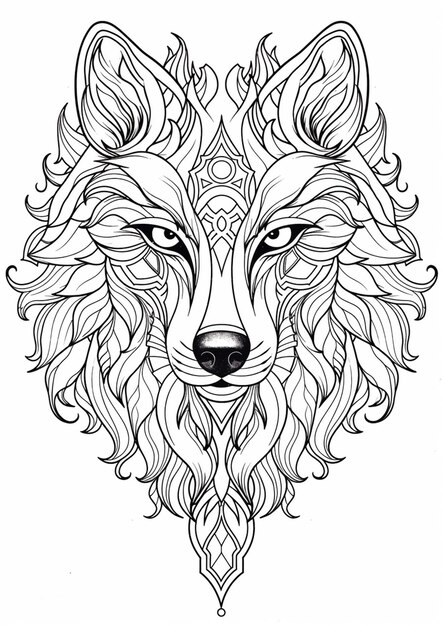 a wolf head with a long mane and a large face generativ ai