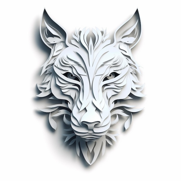 A wolf head with a white background.