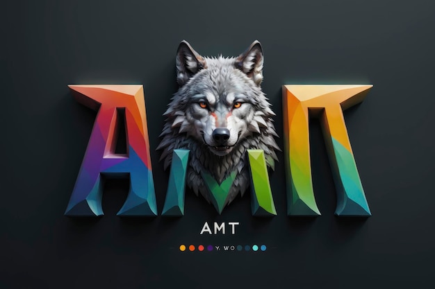 Photo a wolf head with the word amt in the middle of it