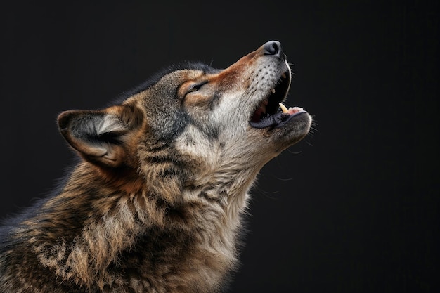 Wolf howl Isolated on a black background