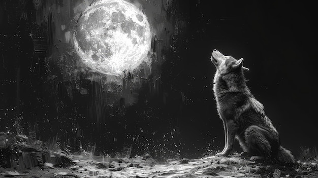 wolf howls at the moon