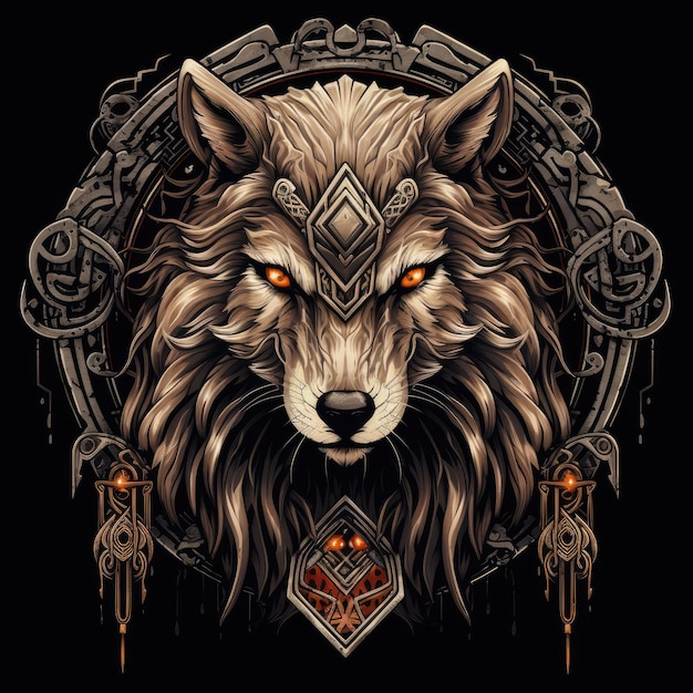 Wolf illustratie tshirt ontwerp AI gegenereerde afbeelding