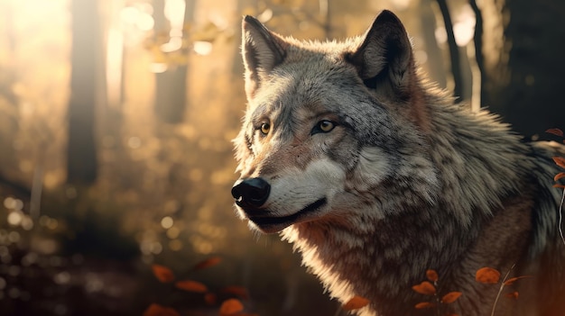 Wolf in bos Illustratie AI GenerativexA