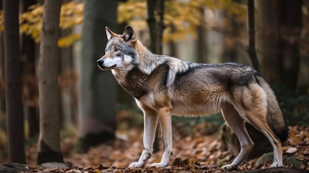 Wolf in bos Illustratie Generatieve AIxD