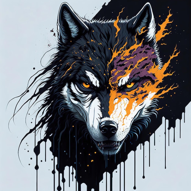 Wolf in de bos vlakke ai illustratie