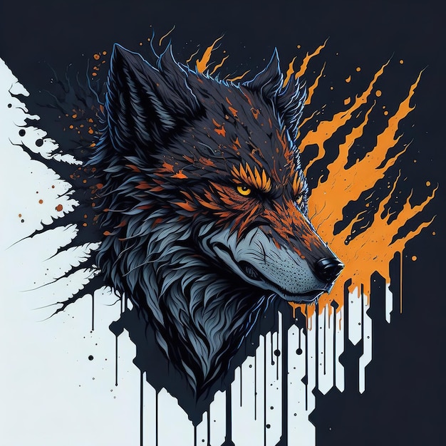 Wolf in de bos vlakke ai illustratie