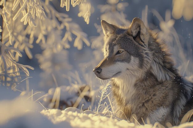 wolf in de sneeuw aantrekkelijke winter scène met wolf dicht bij wolf in sneeuw wolf wolf