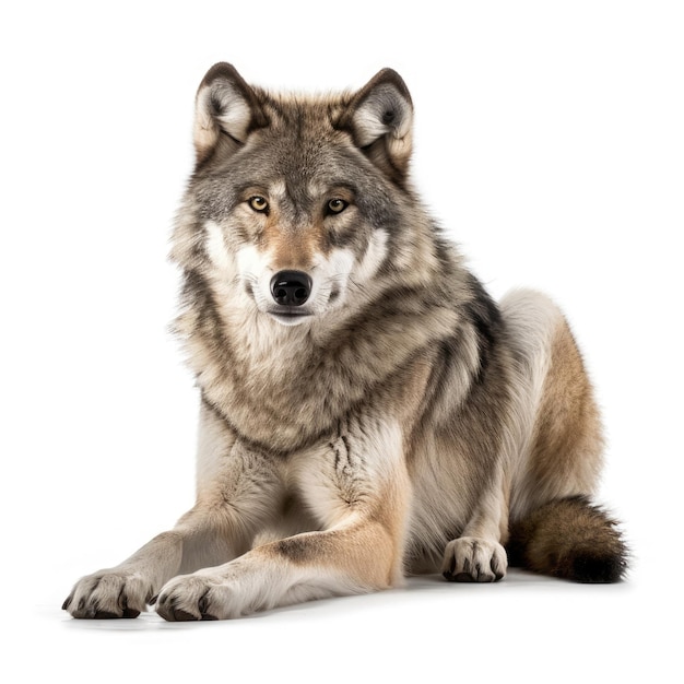 Wolf isolated on white ai generated
