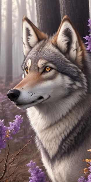 A wolf in the lavender field